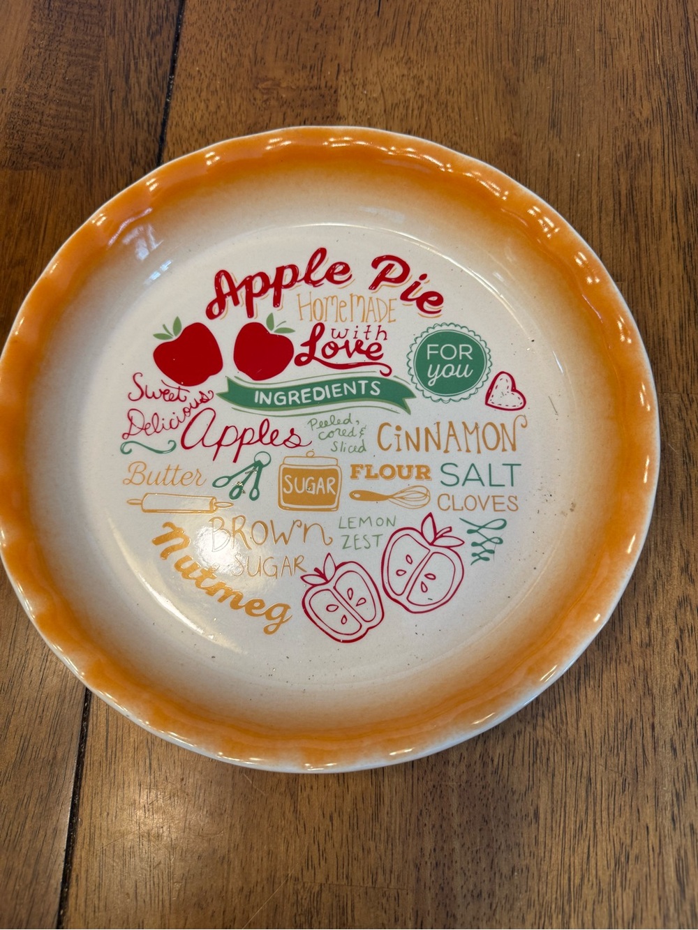 Tucker Apple Pie Ceramic Serving Bowl - Orange Rim
